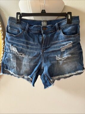 Soho NY&C Women's Distressed Denim Shorts in Blue